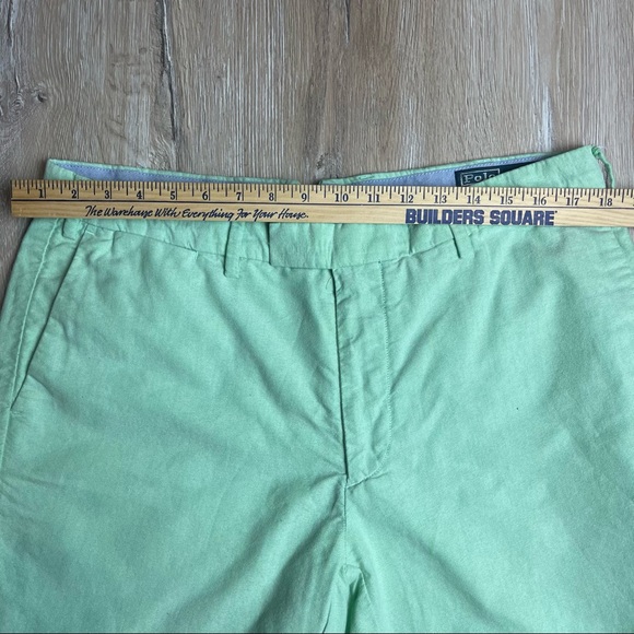 Polo Ralph Lauren MENS OXFORD khaki chino flat front shorts green SZ 35 - Picture 8 of 9